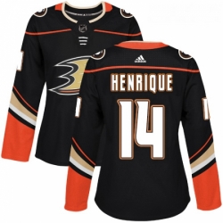 Womens Adidas Anaheim Ducks 14 Adam Henrique Authentic Black Home NHL Jersey 