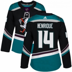 Womens Adidas Anaheim Ducks 14 Adam Henrique Authentic Black Teal Third NHL Jersey 