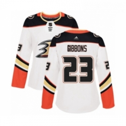 Womens Adidas Anaheim Ducks 23 Brian Gibbons Authentic White Away NHL Jersey 