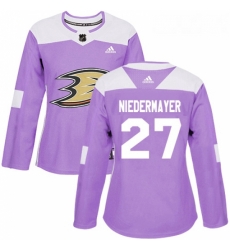 Womens Adidas Anaheim Ducks 27 Scott Niedermayer Authentic Purple Fights Cancer Practice NHL Jersey 