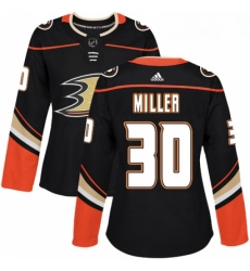 Womens Adidas Anaheim Ducks 30 Ryan Miller Authentic Black Home NHL Jersey 