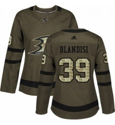 Womens Adidas Anaheim Ducks 39 Joseph Blandisi Authentic Green Salute to Service NHL Jersey 