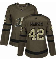 Womens Adidas Anaheim Ducks 42 Josh Manson Authentic Green Salute to Service NHL Jersey 