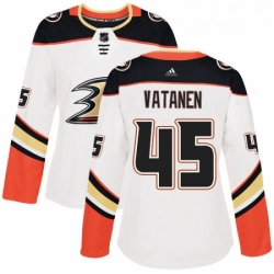 Womens Adidas Anaheim Ducks 45 Sami Vatanen Authentic White Away NHL Jersey 