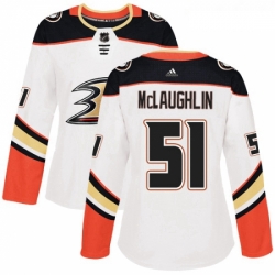 Womens Adidas Anaheim Ducks 51 Blake McLaughlin Authentic White Away NHL Jersey 