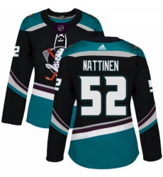 Womens Adidas Anaheim Ducks 52 Julius Nattinen Authentic Black Teal Third NHL Jersey 