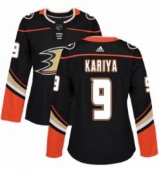 Womens Adidas Anaheim Ducks 9 Paul Kariya Premier Black Home NHL Jersey 