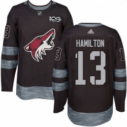 Mens Adidas Arizona Coyotes 13 Freddie Hamilton Authentic Black 1917 2017 100th Anniversary NHL Jersey 