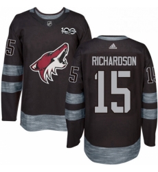 Mens Adidas Arizona Coyotes 15 Brad Richardson Authentic Black 1917 2017 100th Anniversary NHL Jersey 