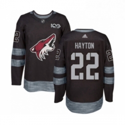 Mens Adidas Arizona Coyotes 22 Barrett Hayton Authentic Black 1917 2017 100th Anniversary NHL Jerse