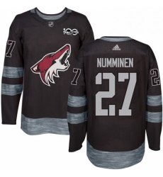 Mens Adidas Arizona Coyotes 27 Teppo Numminen Authentic Black 1917 2017 100th Anniversary NHL Jersey 