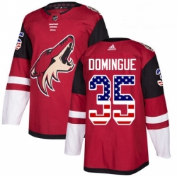 Mens Adidas Arizona Coyotes 35 Louis Domingue Authentic Red USA Flag Fashion NHL Jersey 