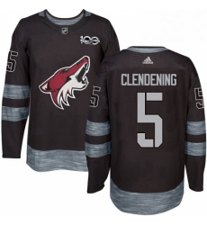 Mens Adidas Arizona Coyotes 5 Adam Clendening Authentic Black 1917 2017 100th Anniversary NHL Jersey 