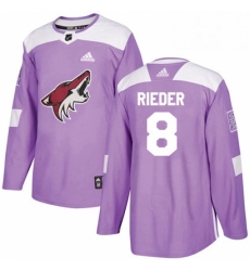 Mens Adidas Arizona Coyotes 8 Tobias Rieder Authentic Purple Fights Cancer Practice NHL Jersey 