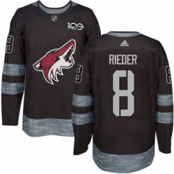 Mens Adidas Arizona Coyotes 8 Tobias Rieder Premier Black 1917 2017 100th Anniversary NHL Jersey 