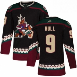 Mens Adidas Arizona Coyotes 9 Bobby Hull Premier Black Alternate NHL Jersey 