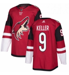 Mens Adidas Arizona Coyotes 9 Clayton Keller Premier Burgundy Red Home NHL Jersey 