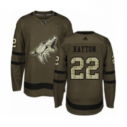 Youth Adidas Arizona Coyotes 22 Barrett Hayton Premier Green Salute to Service NHL Jerse