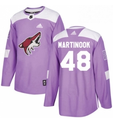 Youth Adidas Arizona Coyotes 48 Jordan Martinook Authentic Purple Fights Cancer Practice NHL Jersey 