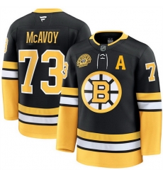 Men Boston Bruins 73 Charlie McAvoy Black 100th Anniversary With Patch Stitched Hockey Jersey