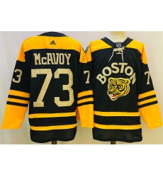 Men Boston Bruins 73 Charlie McAvoy Black Classic Primegreen Stitched Jersey