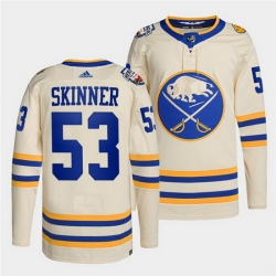 Men Buffalo Sabres 53 Jeff Skinner 2022 Cream Heritage Classic Stitched jersey