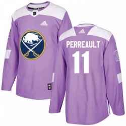 Mens Adidas Buffalo Sabres 11 Gilbert Perreault Authentic Purple Fights Cancer Practice NHL Jersey 