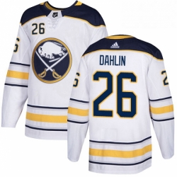 Mens Adidas Buffalo Sabres 26 Rasmus Dahlin Authentic White Away NHL Jersey 