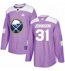 Mens Adidas Buffalo Sabres 31 Chad Johnson Authentic Purple Fights Cancer Practice NHL Jersey 