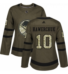 Womens Adidas Buffalo Sabres 10 Dale Hawerchuk Authentic Green Salute to Service NHL Jersey 