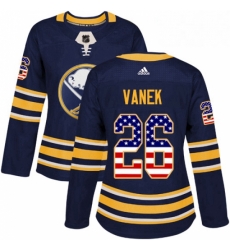 Womens Adidas Buffalo Sabres 26 Thomas Vanek Authentic Navy Blue USA Flag Fashion NHL Jersey 