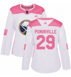 Womens Adidas Buffalo Sabres 29 Jason Pominville Authentic WhitePink Fashion NHL Jersey 