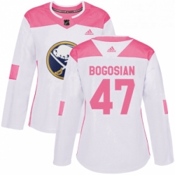 Womens Adidas Buffalo Sabres 47 Zach Bogosian Authentic WhitePink Fashion NHL Jersey 