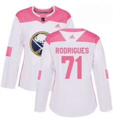 Womens Adidas Buffalo Sabres 71 Evan Rodrigues Authentic WhitePink Fashion NHL Jersey 