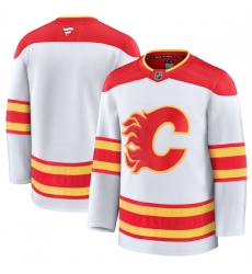 Men Calgary Flames Blank White 2024 25 Away Stitched Hockey Jersey