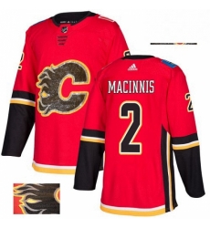 Mens Adidas Calgary Flames 2 Al MacInnis Authentic Red Fashion Gold NHL Jersey 