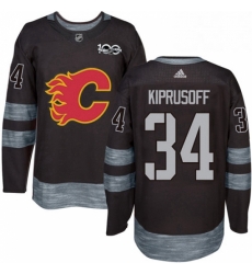 Mens Adidas Calgary Flames 34 Miikka Kiprusoff Authentic Black 1917 2017 100th Anniversary NHL Jersey 