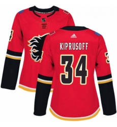 Womens Adidas Calgary Flames 34 Miikka Kiprusoff Authentic Red Home NHL Jersey 