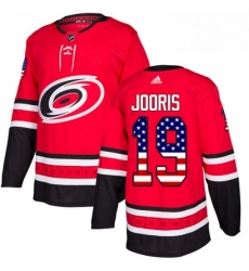 Mens Adidas Carolina Hurricanes 19 Josh Jooris Authentic Red USA Flag Fashion NHL Jersey 