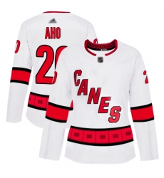 Women Hurricanes 20 Sebastian Aho White Road Authentic Stitched Hockey Jersey