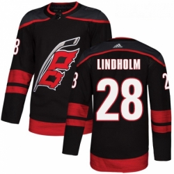 Youth Adidas Carolina Hurricanes 28 Elias Lindholm Authentic Black Alternate NHL Jersey 