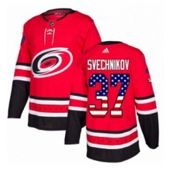 Youth Adidas Carolina Hurricanes 37 Andrei Svechnikov Authentic Red USA Flag Fashion NHL Jersey 