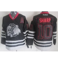 Chicago Blackhawks 10 Patrick Sharp 2013 Black Ice NHL Jerseys Skull Logo Fashion