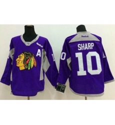 Chicago Blackhawks #10 Patrick Sharp Purple Hockey Fights Cancer Stitched NHL Jersey