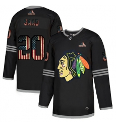 Men Chicago Blackhawks 20 Brandon Saad Black USA Flag Fashion Adidas Jersey