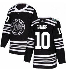 Mens Adidas Chicago Blackhawks 10 Patrick Sharp Authentic Black 2019 Winter Classic NHL Jersey 