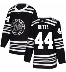 Mens Adidas Chicago Blackhawks 44 Jan Rutta Authentic Black 2019 Winter Classic NHL Jersey 