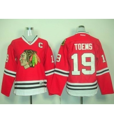 Women Chicago Blackhawks 19 TOEWS C Patch Red jersey