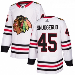 Womens Adidas Chicago Blackhawks 45 Luc Snuggerud Authentic White Away NHL Jersey 