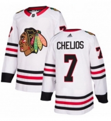 Womens Adidas Chicago Blackhawks 7 Chris Chelios Authentic White Away NHL Jersey 